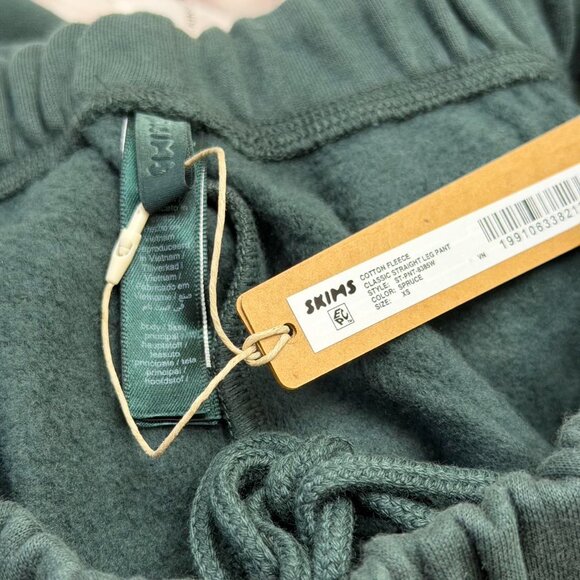 Skims Cotton Fleece Classic Straight Leg Pant in Spruce, Size X-Small - Picture 8 of 9